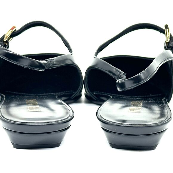 PRADA Modellerie Square Toe Mary Jane Leather Slingback Flat Sandals Shoes - Picture 13 of 16